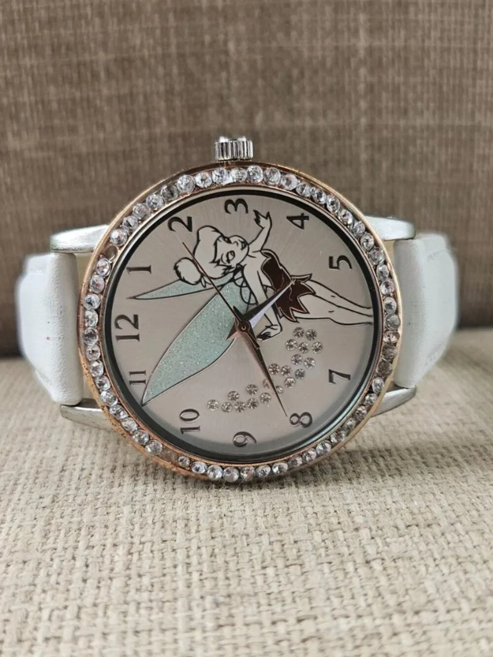Disney Tinkerbell Dream Wristwatch Silver Tone Case Analog Quartz Watch Accutime